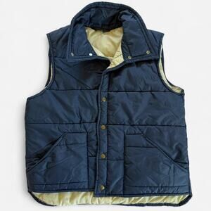 Vintage JCPenney Navy Blue Button-Up Puffer Vest